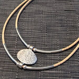 Elegant Silver and Cork Necklace